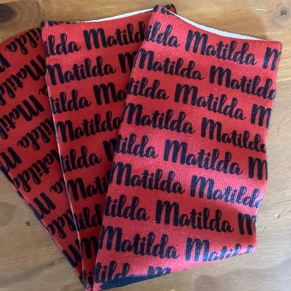 Matilda Name Socks - Brand New - Black & Red - Cozy, Long, Crew or Sleep, OS - Picture 3 of 3